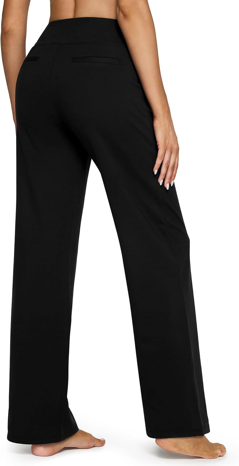 Yoga Pants Women Wide Leg Pants with Pockets High Waist Stretch Dress Casual Sweatpants Petite/Regular/Tall - Image 2