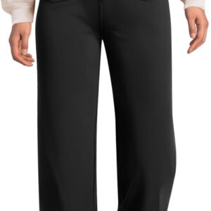 Women's Straight Leg Pants High Waisted Button Stretchy Business Work Casual Trousers Multiple Pockets