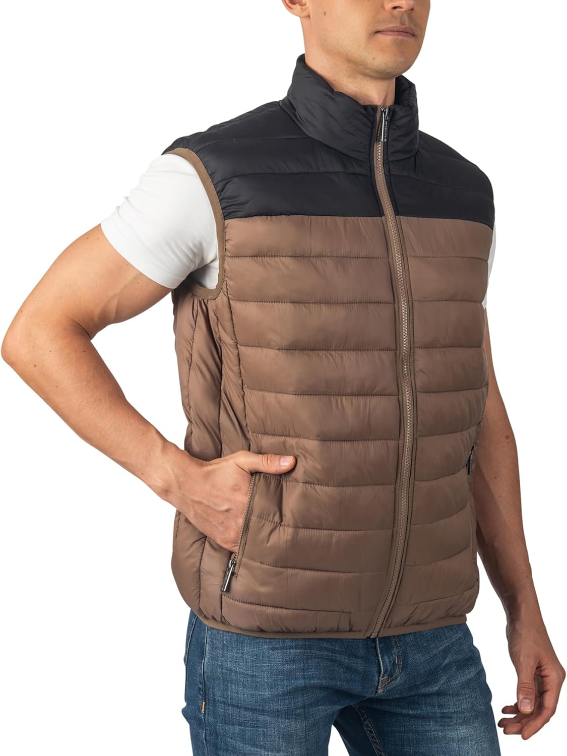 Mens Puffer Vest Down Alternative Water Resistant Packable Outerwear Zip Up Pockets Warm Versatile Layer - Image 2