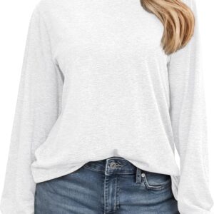 Women's Long Sleeve Shirts Casual Loose Fit Tees Solid Color Oversized Basic Tops Business Casual Outfits