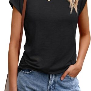 Womens Tops Summer Basic T Shirts Business Casual Loose Fit Cap Sleeve Tee Cute Clothes Trendy Fashion Outfits