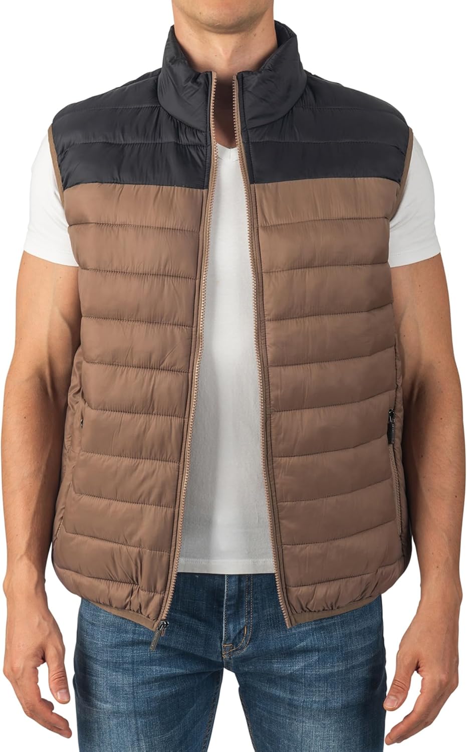 Mens Puffer Vest Down Alternative Water Resistant Packable Outerwear Zip Up Pockets Warm Versatile Layer