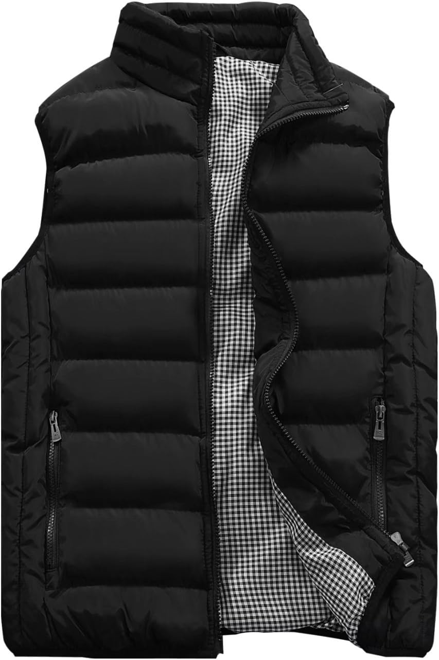 Men's Outdoor Casual Stand Collar Vest Padded Jacket Coat Vest
